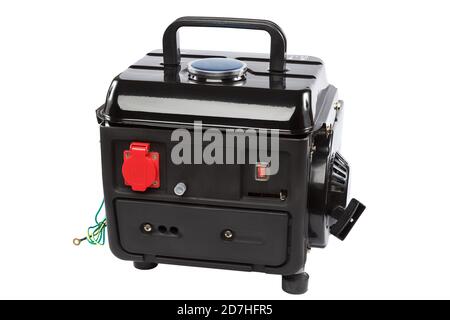 Autonomer elektrischer Generator auf weißem Hintergrund isoliert. Stockfoto