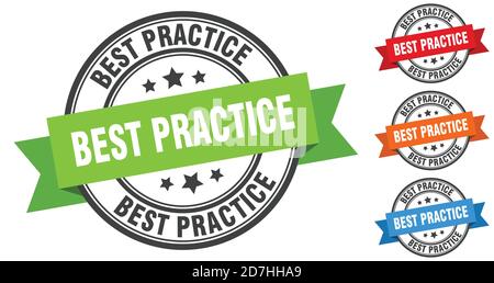 Best Practice Stempel. Rundes Band Zeichen Set. Band Etikett Stock Vektor