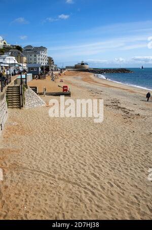 Der feine Sandstrand von ventnor auf der Insel wight Stockfoto