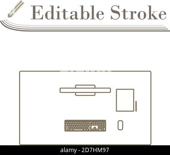 Flat Design Single 03 2017 Büromöbel 11-01. Bearbeitbare Kontur Einfaches Design. Vektorgrafik. Stock Vektor