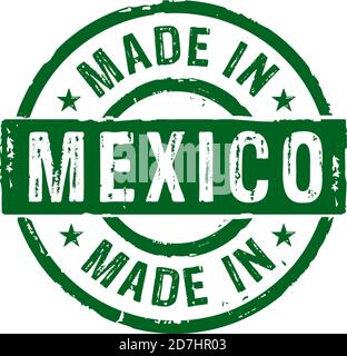 Hergestellt in Mexiko Grunge Stempel Vektor-Symbol. Fabrik-, Fertigungs- und Produktionslandkonzept. Stock Vektor