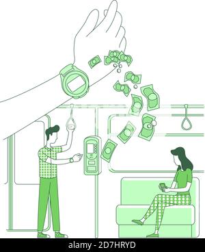 Smart Watch Vorteile, e-payments Thin Line Konzept Vektor Illustration Stock Vektor