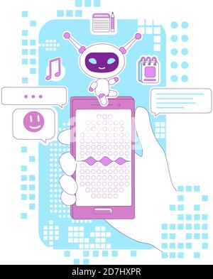 Super bot dünne Linie Konzept Vektor Illustration Stock Vektor