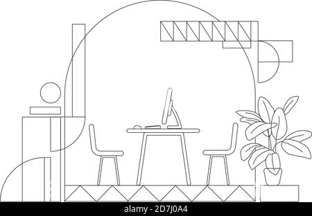Leere Büro flach Silhouette Vektor Illustration Stock Vektor