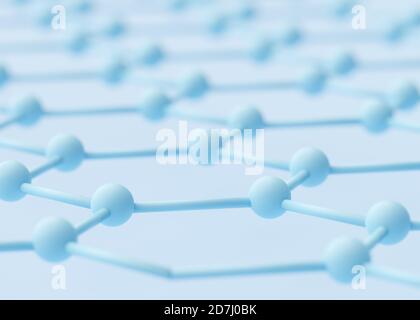 Konzept Chemie Hintergrund von Molekülen in blauer Farbe. 3d-Rendering Stockfoto