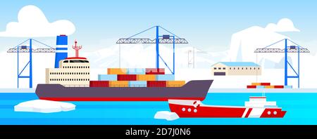 Polarwerft flache Farbe Vektor Illustration Stock Vektor