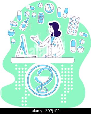 Apotheker dünne Linie Konzept Vektor-Illustration Stock Vektor