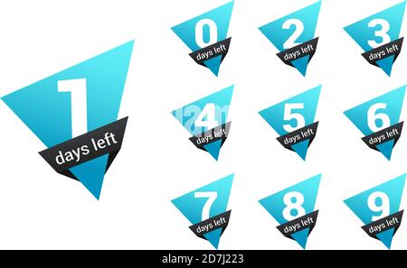 Anzahl der Tage, die noch gezählt werden. Tage für Promotion, Verkauf, Landing Page, Vorlage, ui, Web, mobile App, Poster, Banner, Flyer. Vektor-Set-Zahl Countdown 0 bis 9 Stock Vektor