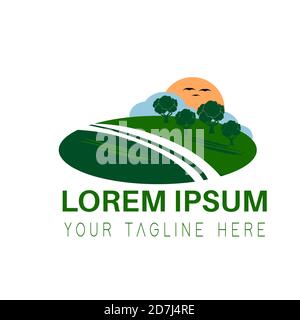Schöne Landschaft Logo Illustration Vektor Logo Design. Stock Vektor