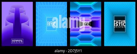 Set von futuristischen abstrakten Hintergründen für Broschüren-Design, Flyer-Design, Cover-Layout, Visitenkarten. Stock Vektor