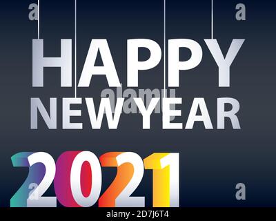 2021 glückliches neues Jahr hängenden Schriftzug und Farbnummer isometrisch Vektorgrafik entwerfen Stock Vektor