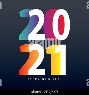 2021 glückliches neues Jahr isometrische Zahl auf schwarzem Hintergrund Vektor Abbildung Stock Vektor