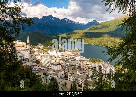 Schweiz, Kanton Graubünden, St. Moritz, Kurort im Engadiner Tal Stockfoto