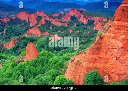 Spanien, Provinz Leon, landschaftlich reizvoller Blick auf Las Medulas Stockfoto