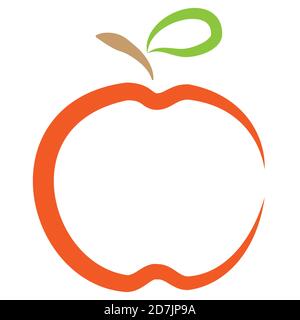 Roter Apfel. Apple-Symbol mit Zweig und Blatt isoliert auf weißem Hintergrund Stock Vektor