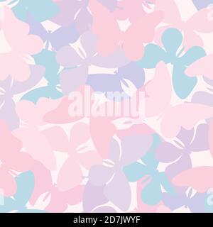 Vektor Schmetterling nahtlose Wiederholung Muster Design Hintergrund. Pastell Girly Muster Hintergrund. Zufällige Schmetterlingsbilder. Stock Vektor