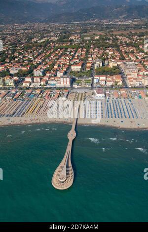 Luftaufnahme von Lido di Camaiore, Toskana Stockfoto