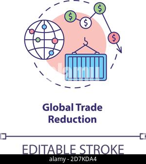 Symbol für das Konzept zur Reduzierung des globalen Handels Stock Vektor