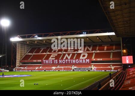 NOTTINGHAM, GROSSBRITANNIEN. 23. OKTOBER Trent Ende vor dem Sky Bet Championship Spiel zwischen Nottingham Forest und Derby County auf dem City Ground, Nottingham am Freitag 23. Oktober 2020. (Kredit: Jon Hobley - MI News) Kredit: MI Nachrichten & Sport /Alamy Live Nachrichten Stockfoto