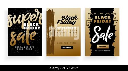Black Friday Sale Label. Gold Store-Etikett. Vektor, Banner, Poster, Flyer. Abstrakter Hintergrund. Black Friday Super Sale. Stock Vektor