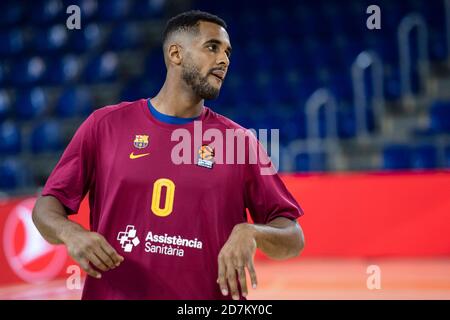 23. Oktober 2020; Palau Blaugrana Arena, Barcelona, Katalonien, Spanien; EuroLeague Basketball, Barcelona gegen Real Madrid; Brandon Davies beim Aufwärmen Stockfoto