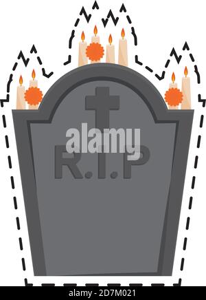 Grabstein mit Kerzen. Dia de los muertos - Vektor Stock Vektor