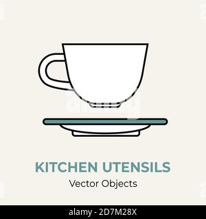 Teetasse Untertasse einfache Form Vektor Illustration. Vektor Linie Illustration isoliert Logo Symbol Cafe Menü Banner flayer Stock Vektor