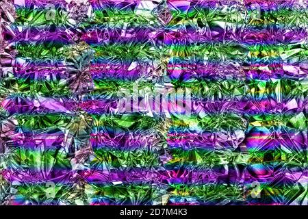 Ein abstraktes, farbenfrohes, irisierendes Folienhintergrundbild. Stockfoto