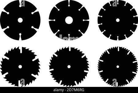 Kreissägeblatt. Flache Symbole. Silhouettenvektor Stock Vektor