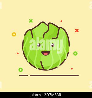 Nettes Maskottchen Gesicht Emotion glücklich Gemüse mit Farbe flach Cartoon Umrissstil Stock Vektor