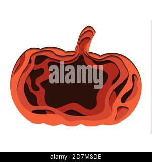 Geschnitzter, papiergeschnittener Kürbis. Erntedankfest. Jack o Laterne für Halloween Party. Vektor-Layered-Element für Grußkarten, Einladungen und Ihre Crea Stock Vektor