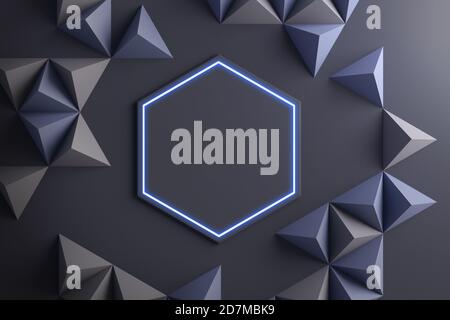 Nahaufnahme von geometrischen Formen abstrakter Hintergrund 3d-Illustration Stockfoto