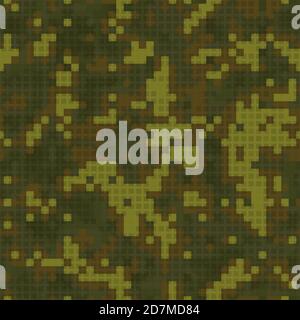Nahtloses Muster in militärischer Tarnung. Digitaler Pixelstil im urbanen Stil. Stock Vektor