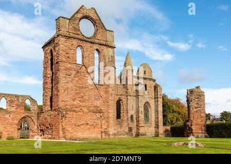 Arbroath Abbey, in der schottischen Stadt von Arbroath, wurde im Jahr 1178 von König William der Löwe für eine Gruppe von Tironensian Benediktiner-Mönche von Kelso gegründet. Stockfoto