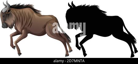 Gnus Zeichentrickfilm Zeichensatz Illustration Stock Vektor