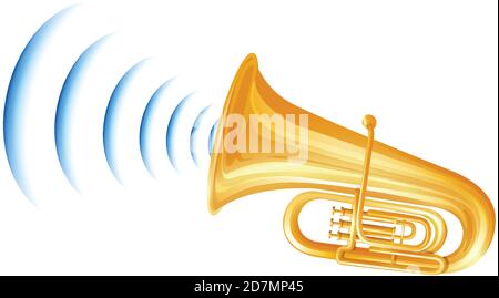 Trompete mit Schallwellen-Symbol-Abbildung Stock Vektor