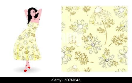 Textildruck, Stoffdesign, zarter Blumendruck, nahtloses Vektor-Muster Stock Vektor