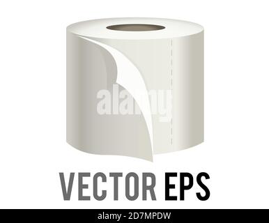 Die isolierte Vektorrolle aus weißer Toilette, Waschraum oder kichen Tissuepapier Symbol mit Blatt ausrollen Stock Vektor
