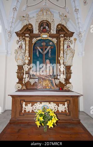 Innenraum der Kirche im Kloster Marienberg, Mals, Vinschgau, Bozen, Trentino-Südtirol, Italien Stockfoto