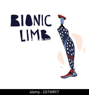 Anpassungsfähige Prothetik.fehlende Körperteil ersetzen. Mechanische künstliche Gliedmaßen. Stock Vektor