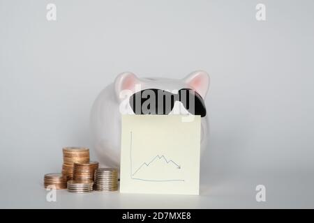 Der Zusammenbruch der Finanzmärkte und die Gefahr finanzieller Einsparungen. Stockfoto