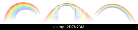 Regenbogen-Vektor-Symbole auf weißem Hintergrund isoliert. Illustration des Regenbogenspektrums Kurve, hell bunten Phänomen Stock Vektor