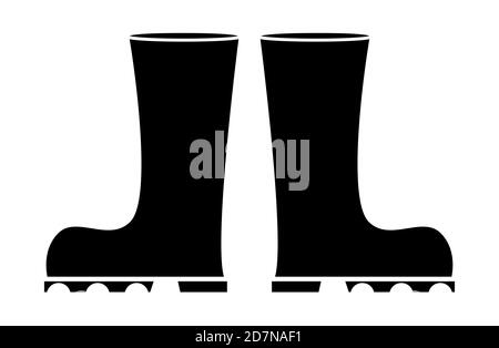 Wellington Boot Silhouette Illustration isoliert auf weißem Hintergrund. Gummistiefel Set Vektor Clip Art. Stock Vektor