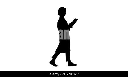 Silhouette Junge Techniker Inspektion und die notwendige Notiz Stockfoto