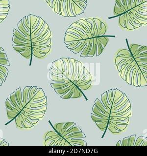 Nahtlose tropische Monstera Pflanze Blatt Muster, exotische Monstera Blatt Hintergrund Tapetenentwurf Stock Vektor