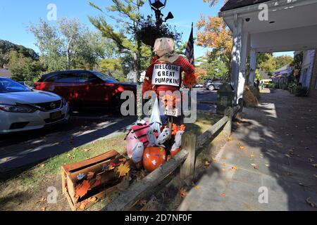 Scarecrow Wettbewerb Stony Brook Village Long Island New York Stockfoto