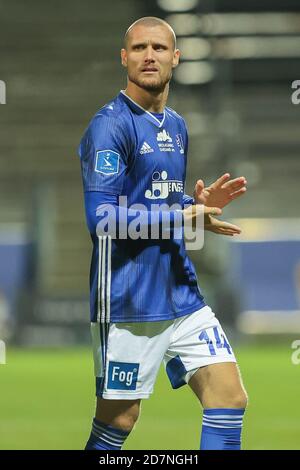 Kongens Lyngby, Dänemark. Oktober 2020. Nicolai Geertsen (14) von Lyngby Boldklub gesehen während der 3F Superliga Spiel zwischen Lyngby Boldklub und Odense Boldklub auf Lyngby Stadion in Kongens Lyngby. (Bildnachweis: Gonzales Photo - Rune Mathiesen). Stockfoto