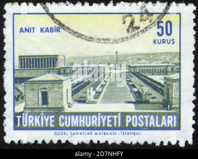 Republik Türkei. Republik Türkei Briefmarke. Republik Türkei historische Briefmarke. Eine Briefmarke gedruckt in der Republik Türkei. Stockfoto