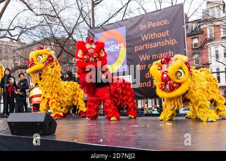 Boston, Massachusetts. Januar 2017. Frauenmarsch in Boston. Stockfoto