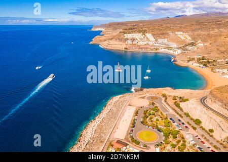 Luftaufnahme des Strandes von Amadores auf der Insel Gran Canaria In Spanien Stockfoto